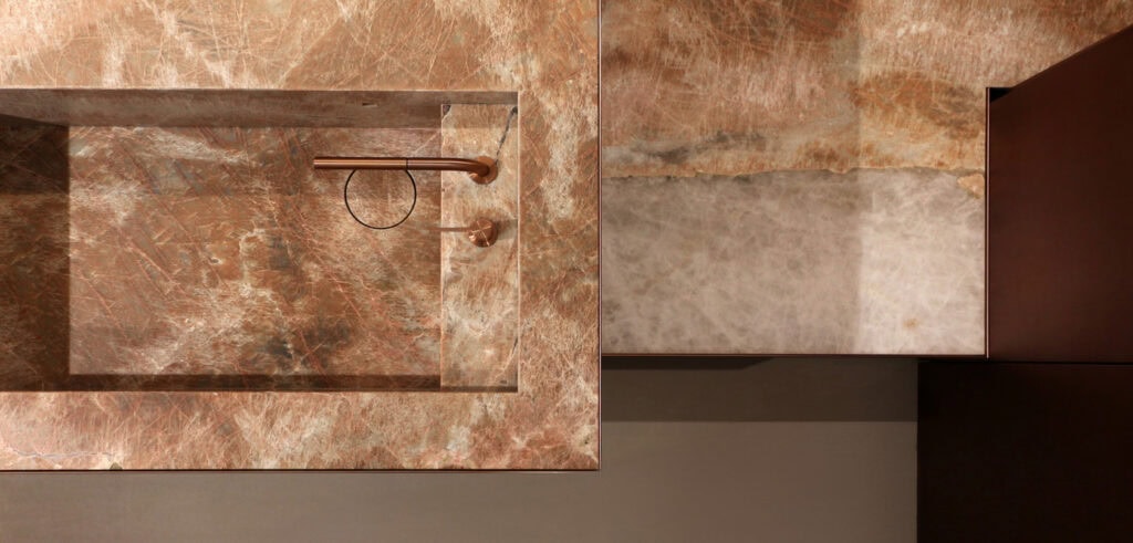 minotticucine by asso group maya bronze copper and patagonia glace antolini kitchen purity luxury indoor kitchen