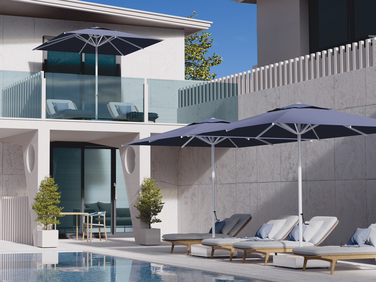 Poggesi Umbrellas - Jok Centre Telescopic pole umbrellas-Purity outdoor luxury accessories 1