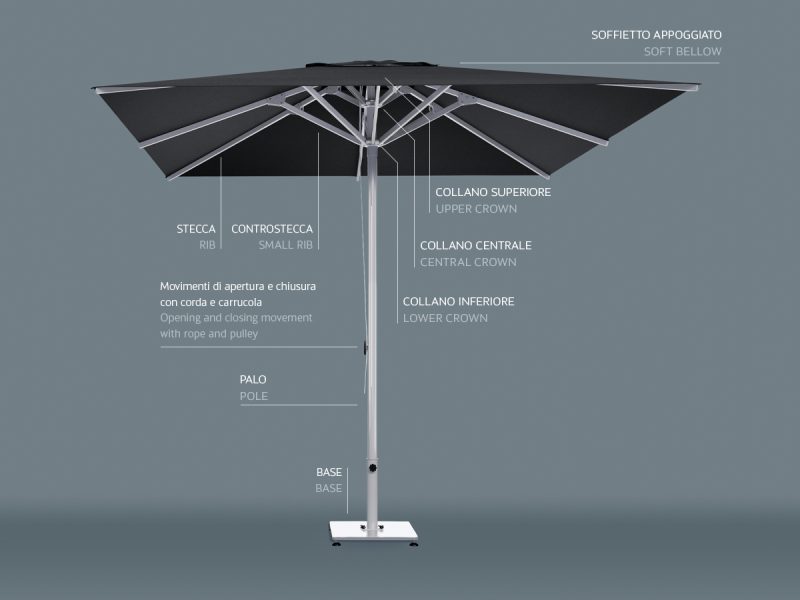 Poggesi Umbrellas - Jok Centre Telescopic pole umbrellas-Purity outdoor luxury accessories 5