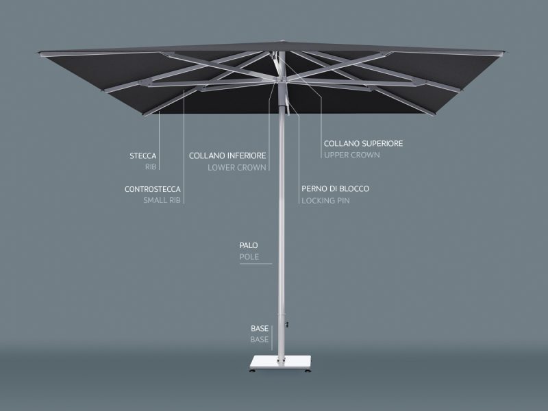 Poggesi Umbrellas - Up Centre pole umbrellas-Purity outdoor luxury accessories 2